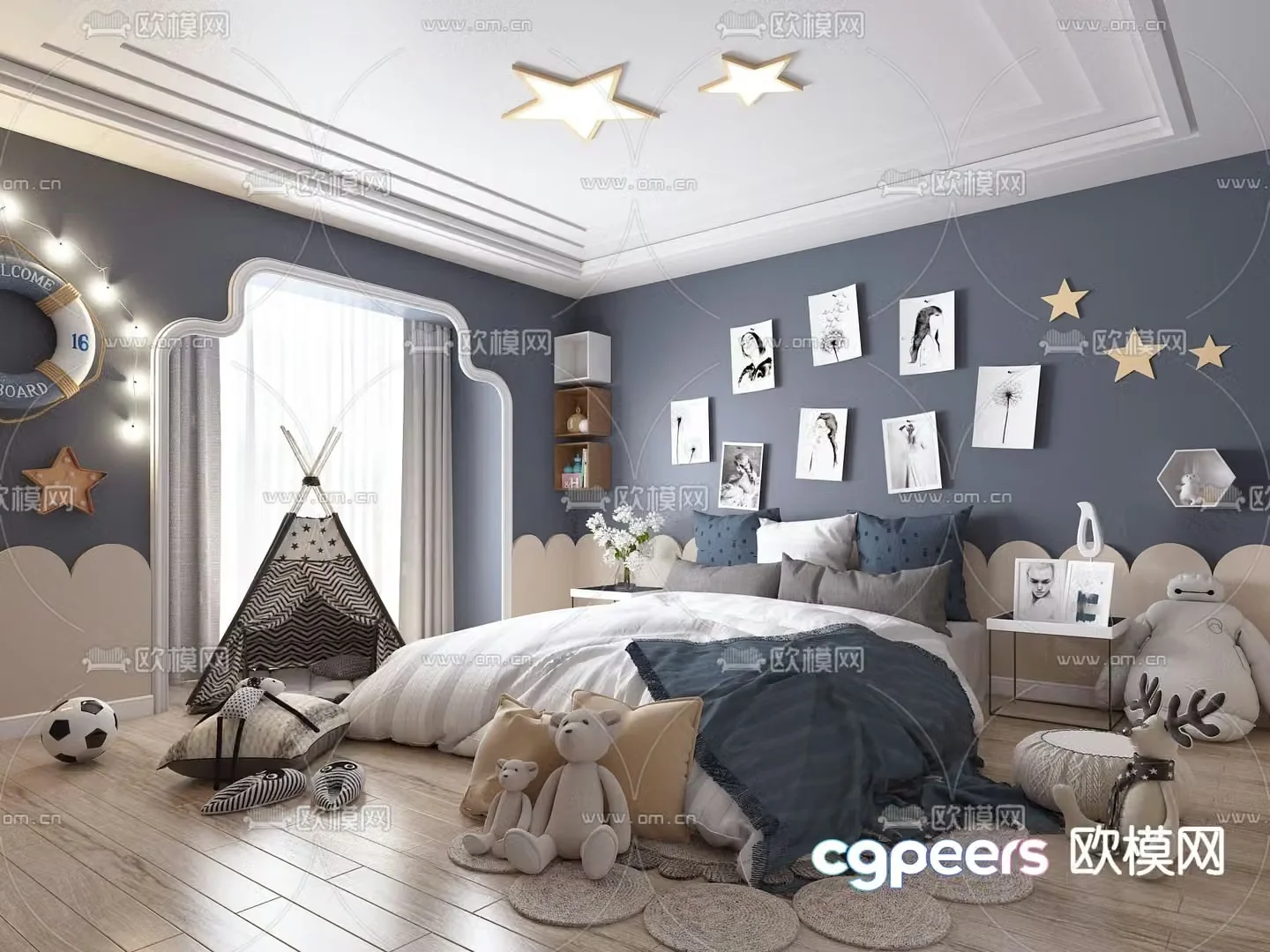 Nordic children’s bed 3d model