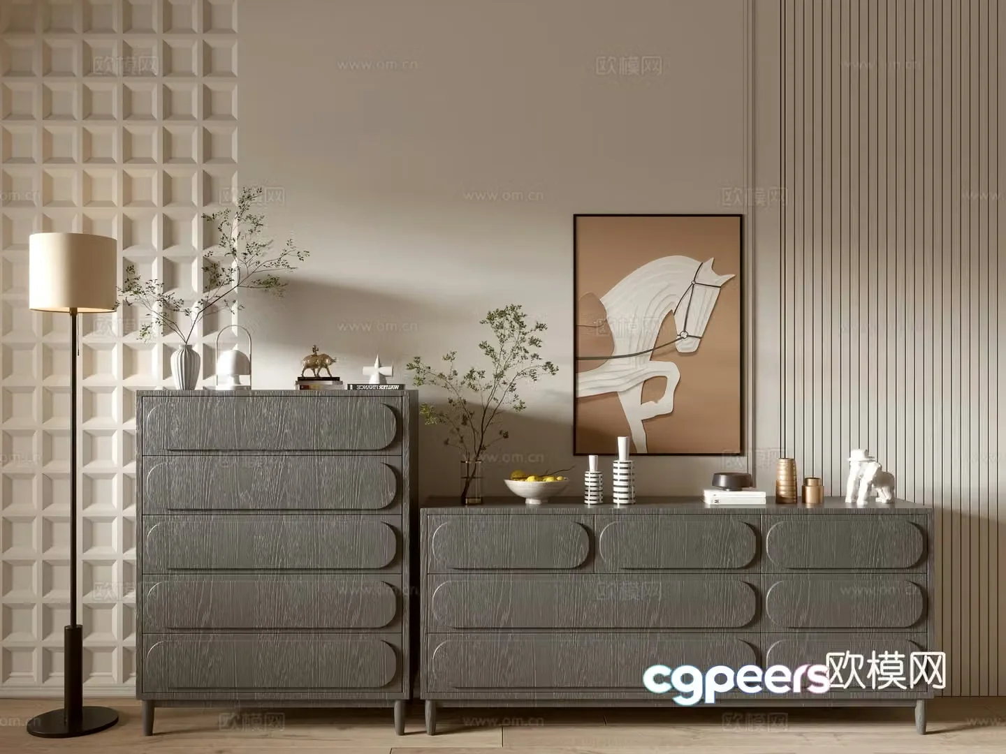Modern black wood grain porch cabinet sideboard balcony cabinet storage cabinet entrance porch cabinet 3D model