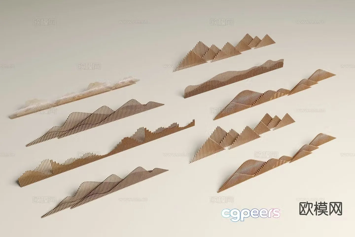 New Chinese style landscape wall park landscape wall 3D model