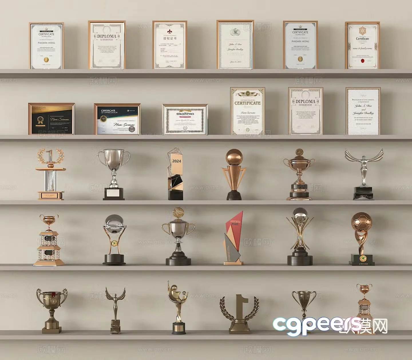 Trophy Certificate of Honor 3d Model