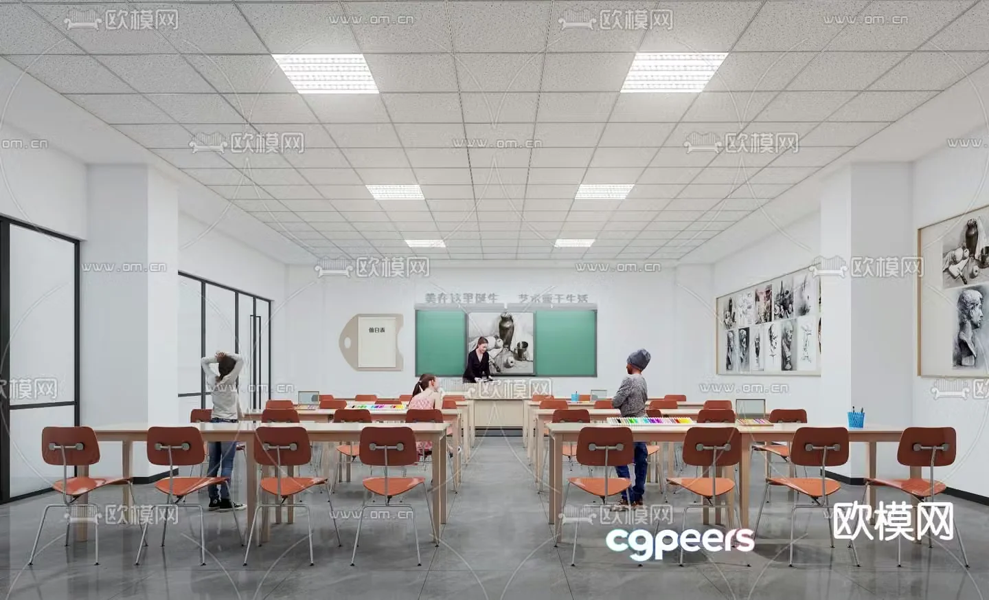 Modern school art classroom 3d model