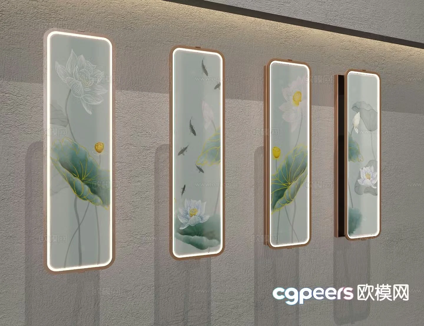 New Chinese style wall lamp lotus wall lamp 3d model
