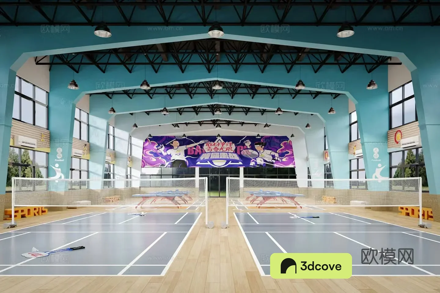 Modern school sports hall badminton table tennis hall