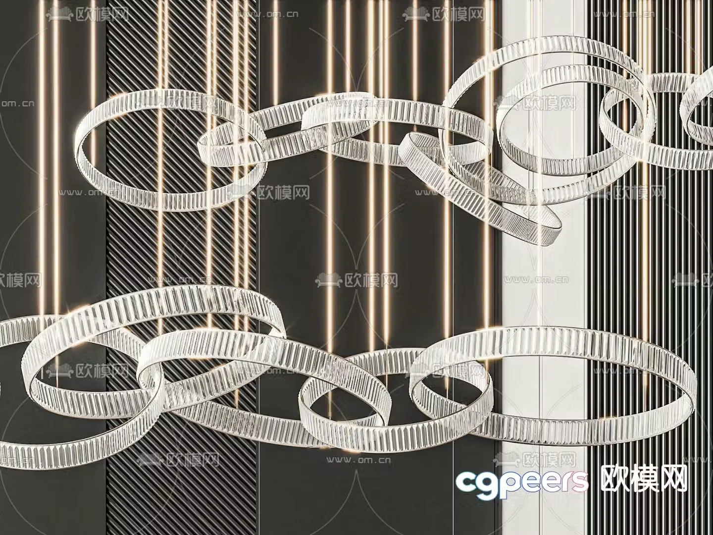 Light luxury chandeliers ring chandeliers crystal lamp 3d model