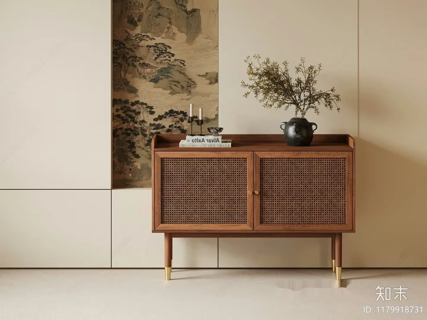 Mid-Century Modern Cabinet 3D Model – 1955 – VRAY Render