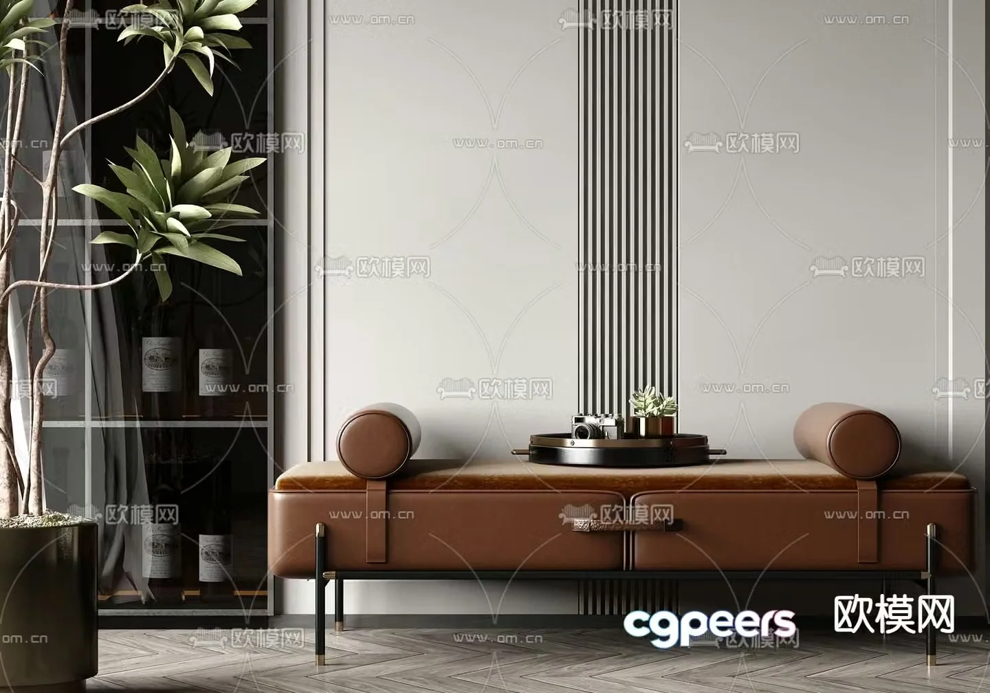 Bed end stool footrest sofa stool 3d model