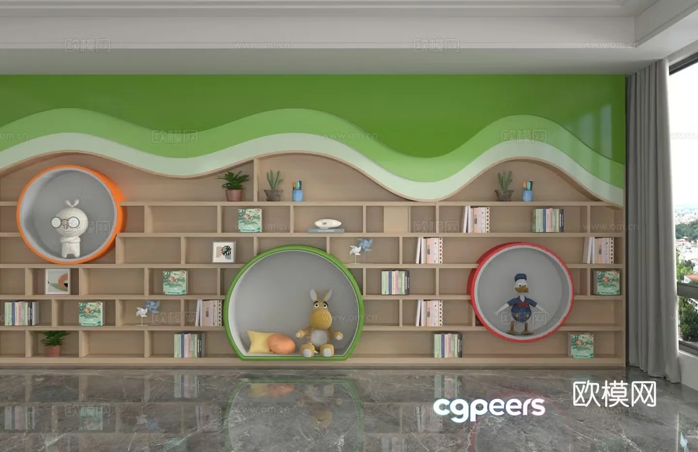 Modern kindergarten bookcase 3d model