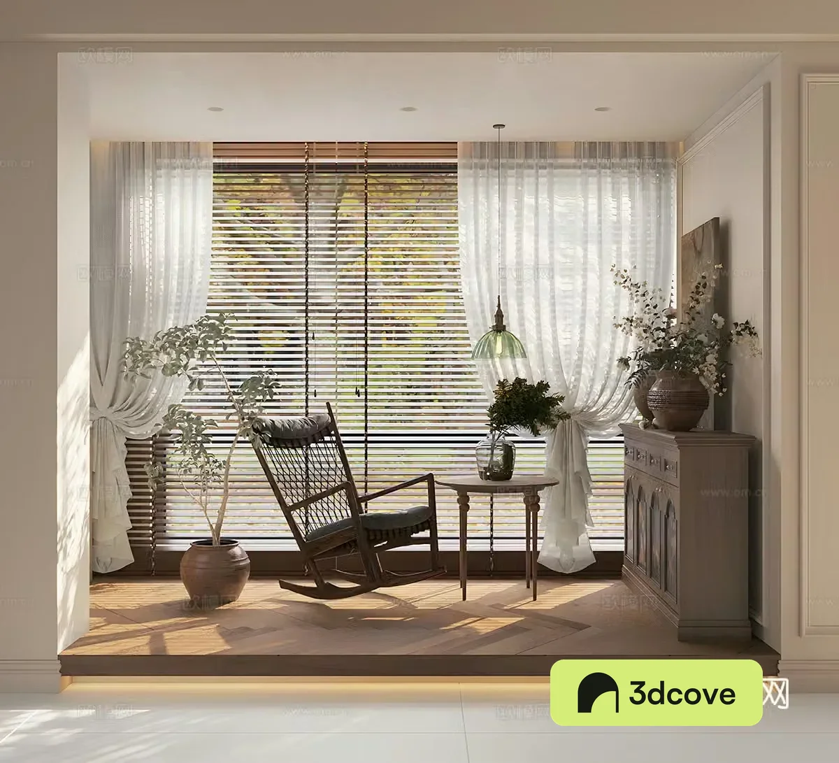 Medium style chest cabinet medium style leisure chair potted plant solid wood coffee table medium style entrance cabinet chest cabinet 3d model