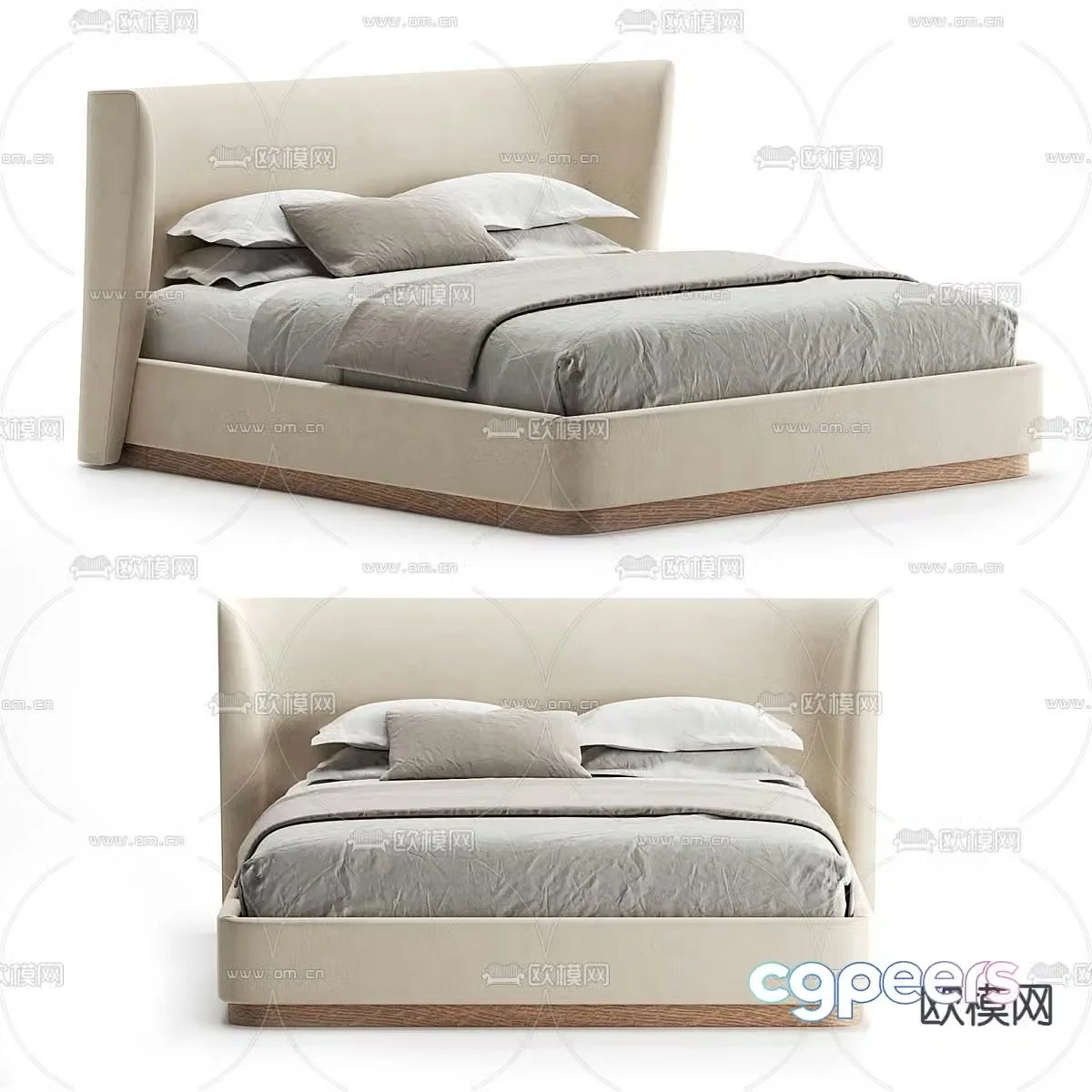 Modern double bed 3d model