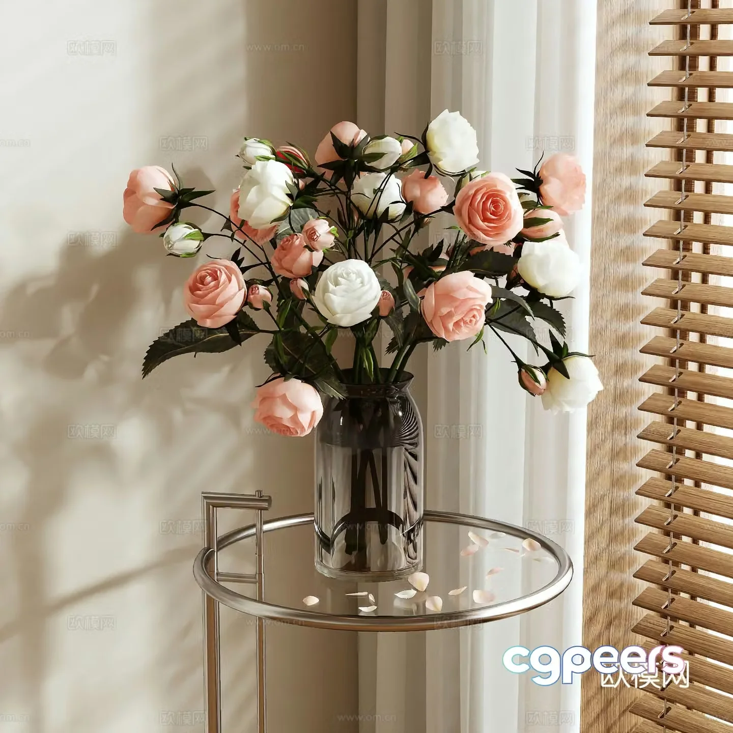 rose vase floral arrangement flower arrangement flowers 3d model