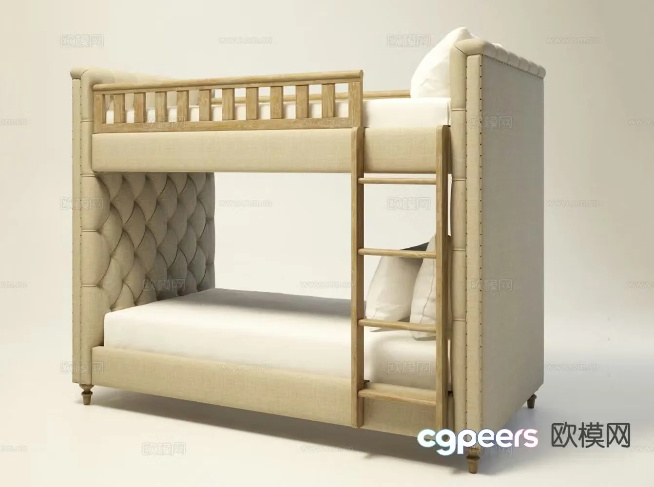 American bunk bed bunk bed 3D model