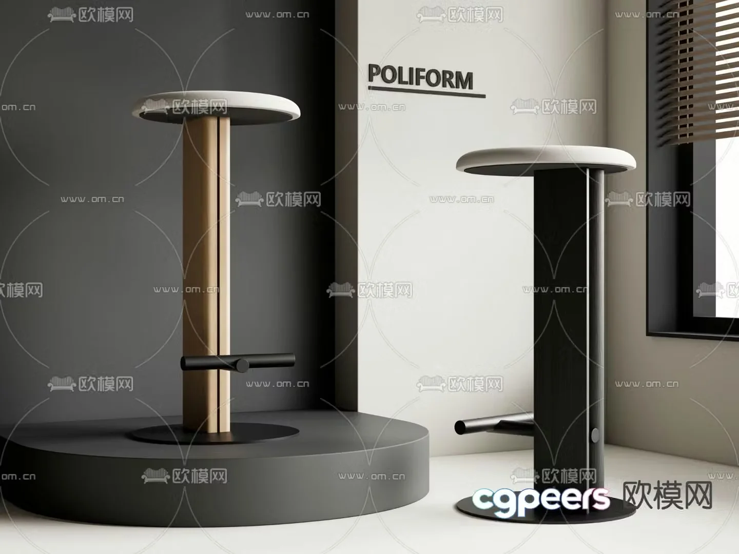 Modern bar chair high chair 3d model
