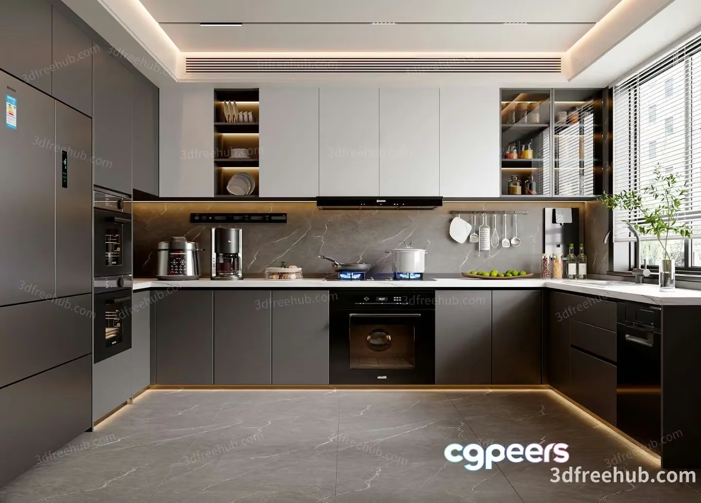 A Modern Kitchen 3D Model – 18729 – VRAY Render