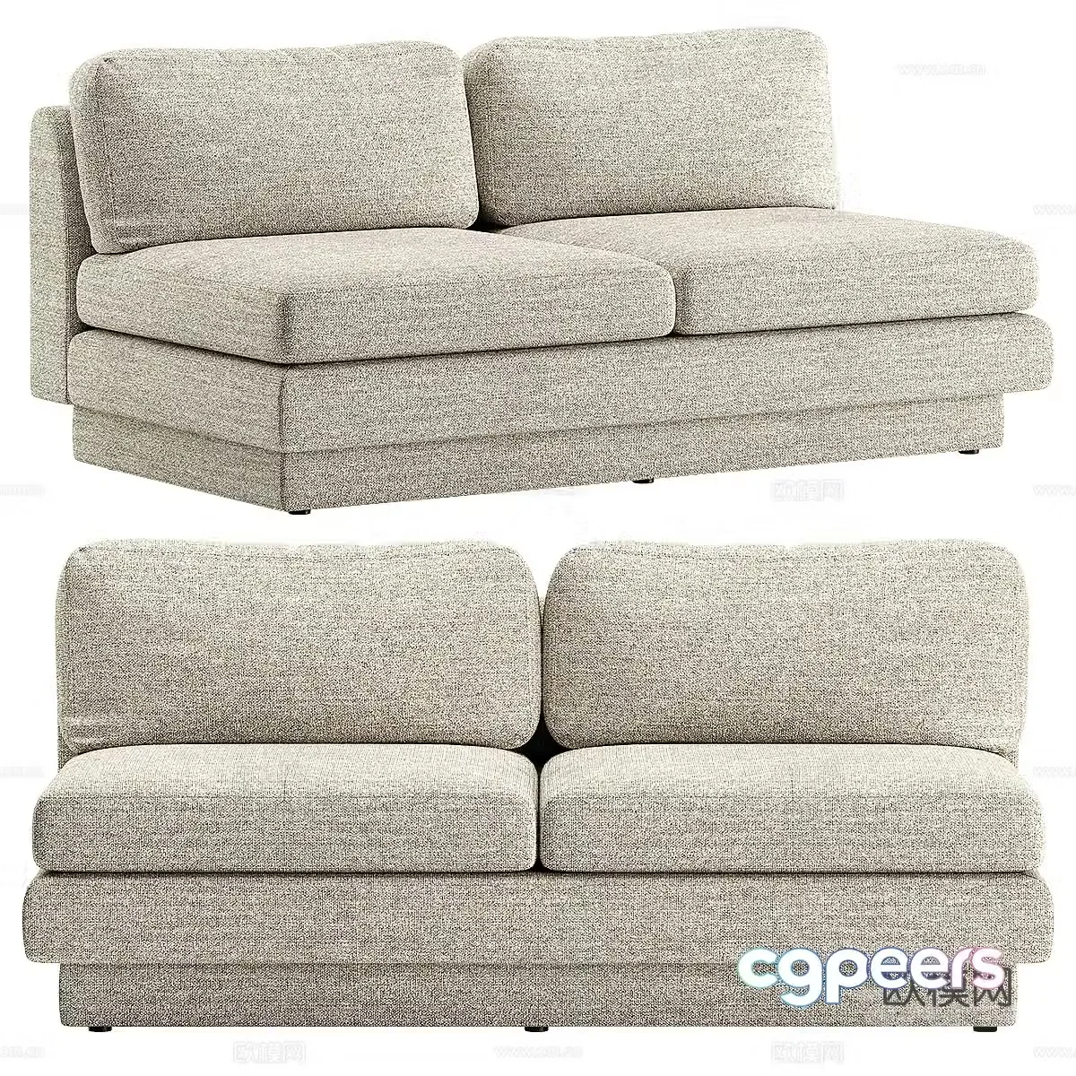 Modern simple double sofa fabric sofa 3d model