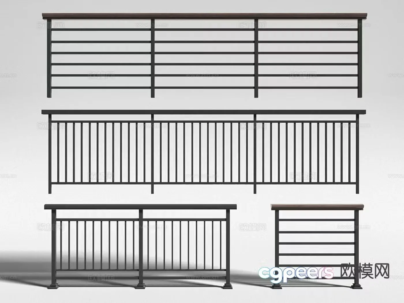 Modern railing guardrail fence fence 3d model