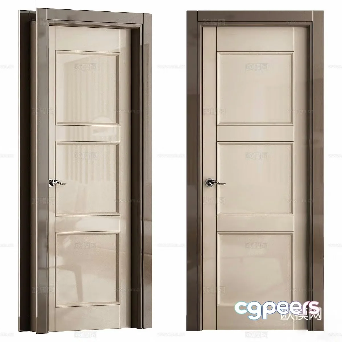 Modern painted swing door Single door 3D model