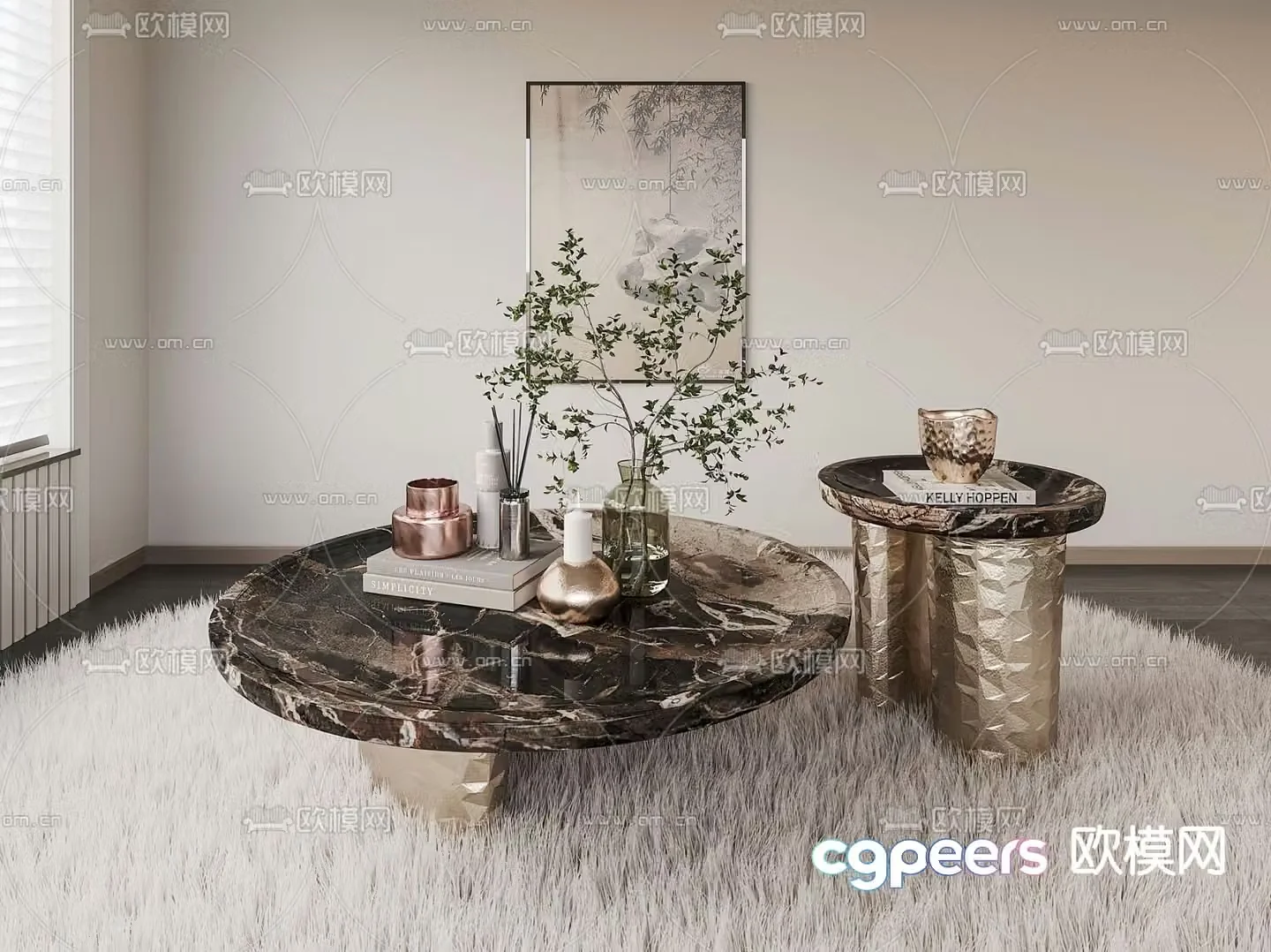 Poliform modern marble coffee table 3d model