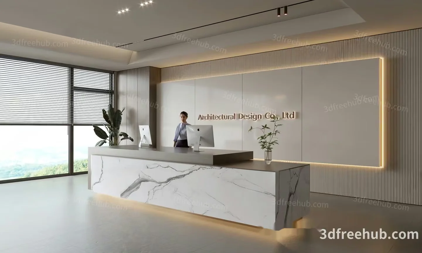 Modern Office Reception Desk 3D Model – 23556 – VRAY Render