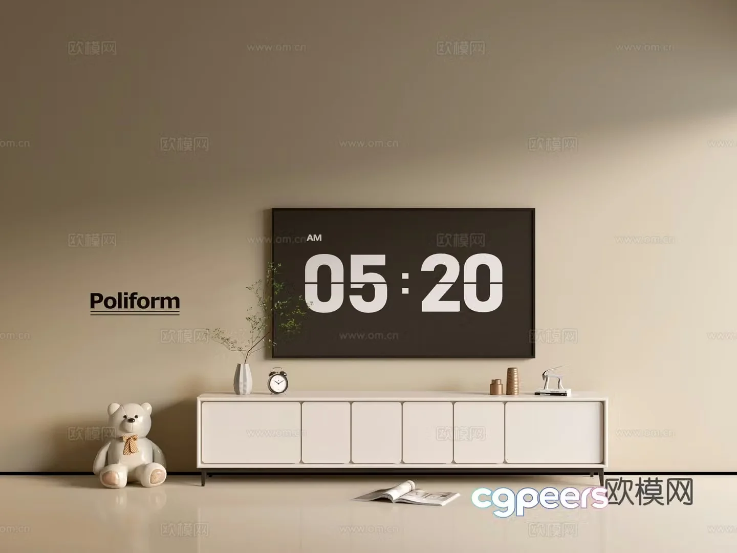 Modern cream-air TV cabinet chest of cabinets ins-style minimalist wind cabinet whole cabinet sideboard 3D model