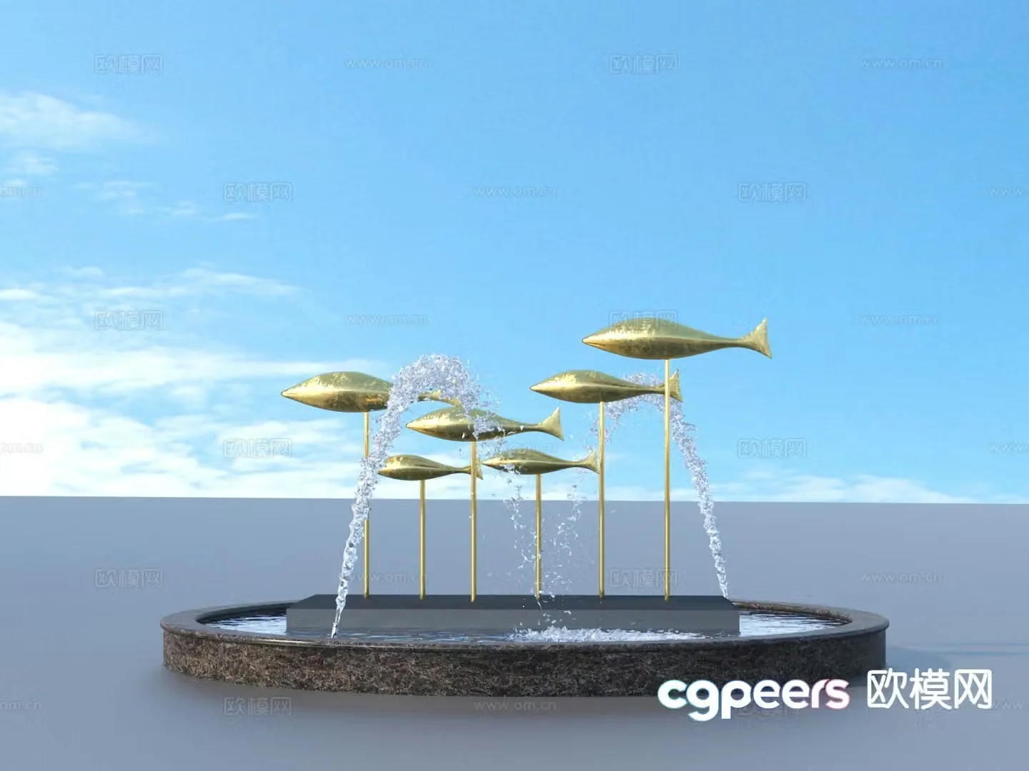 Urban sculpture water fountain landscape sculpture 3d model