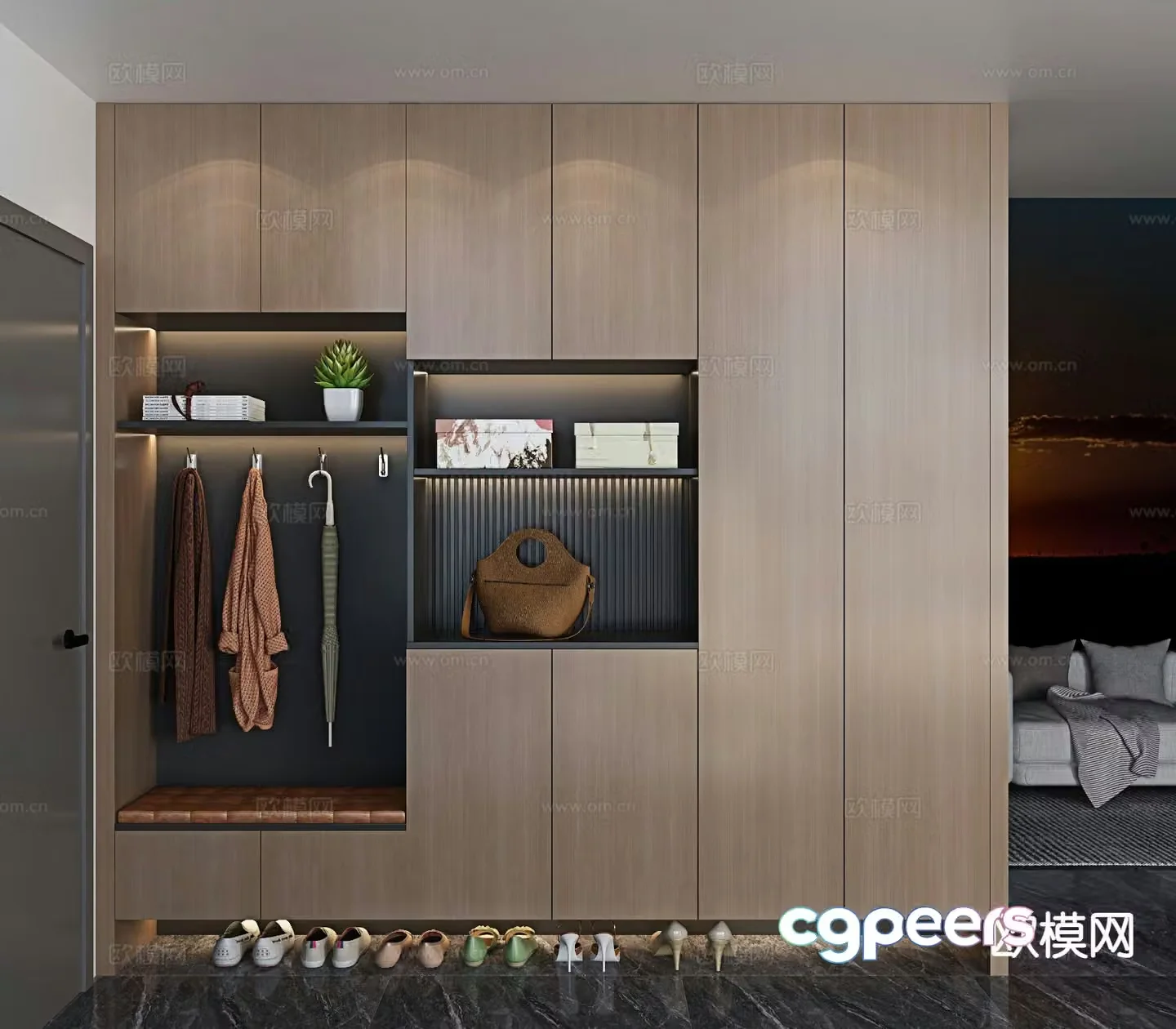 Italian shoe cabinet entrance custom cabinet 3D model