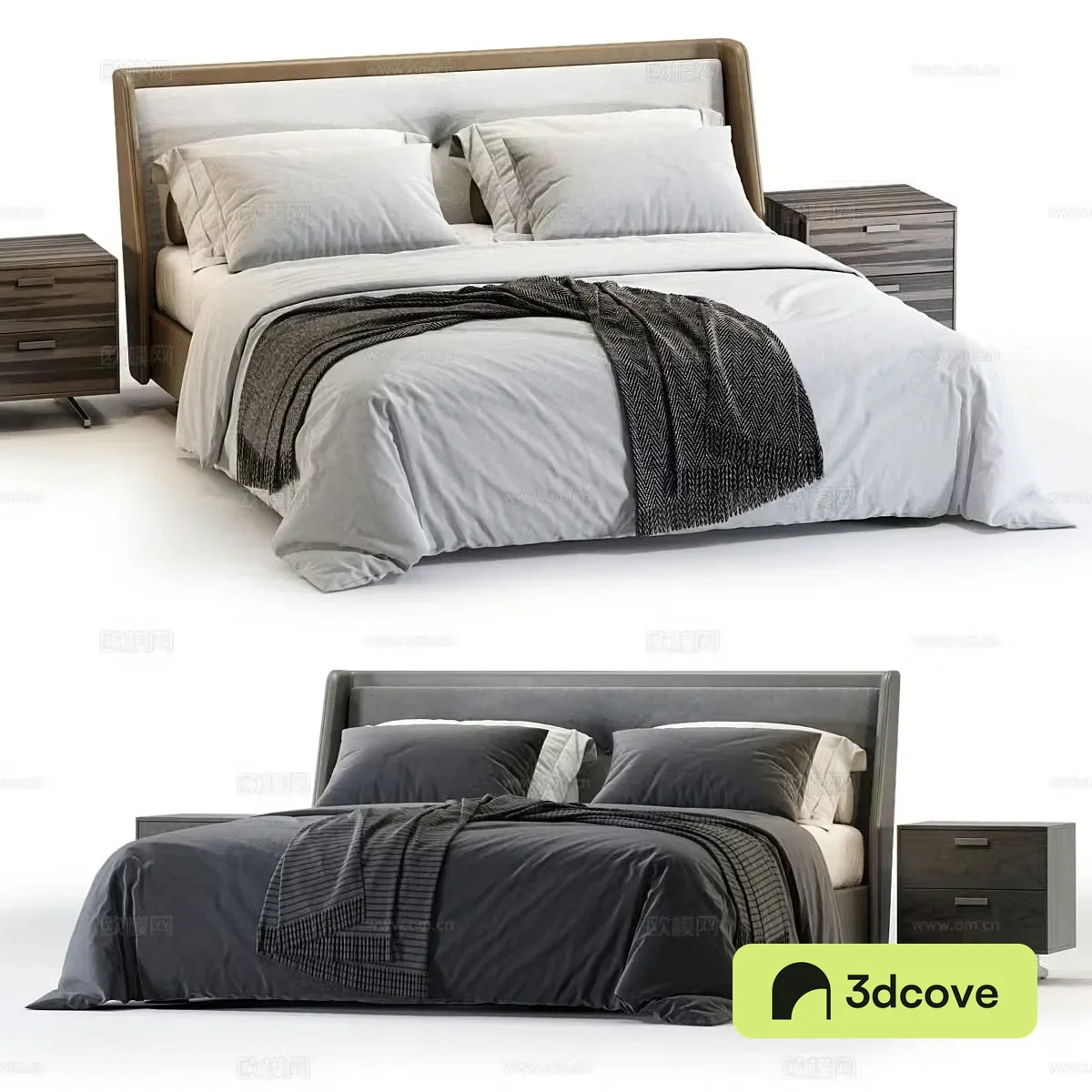 Modern Italian Minotti Spencer fabric double bed
