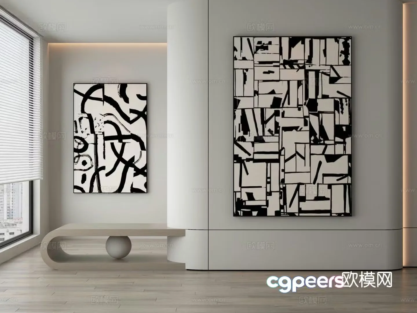 Modern abstract painting decorative painting 3d model