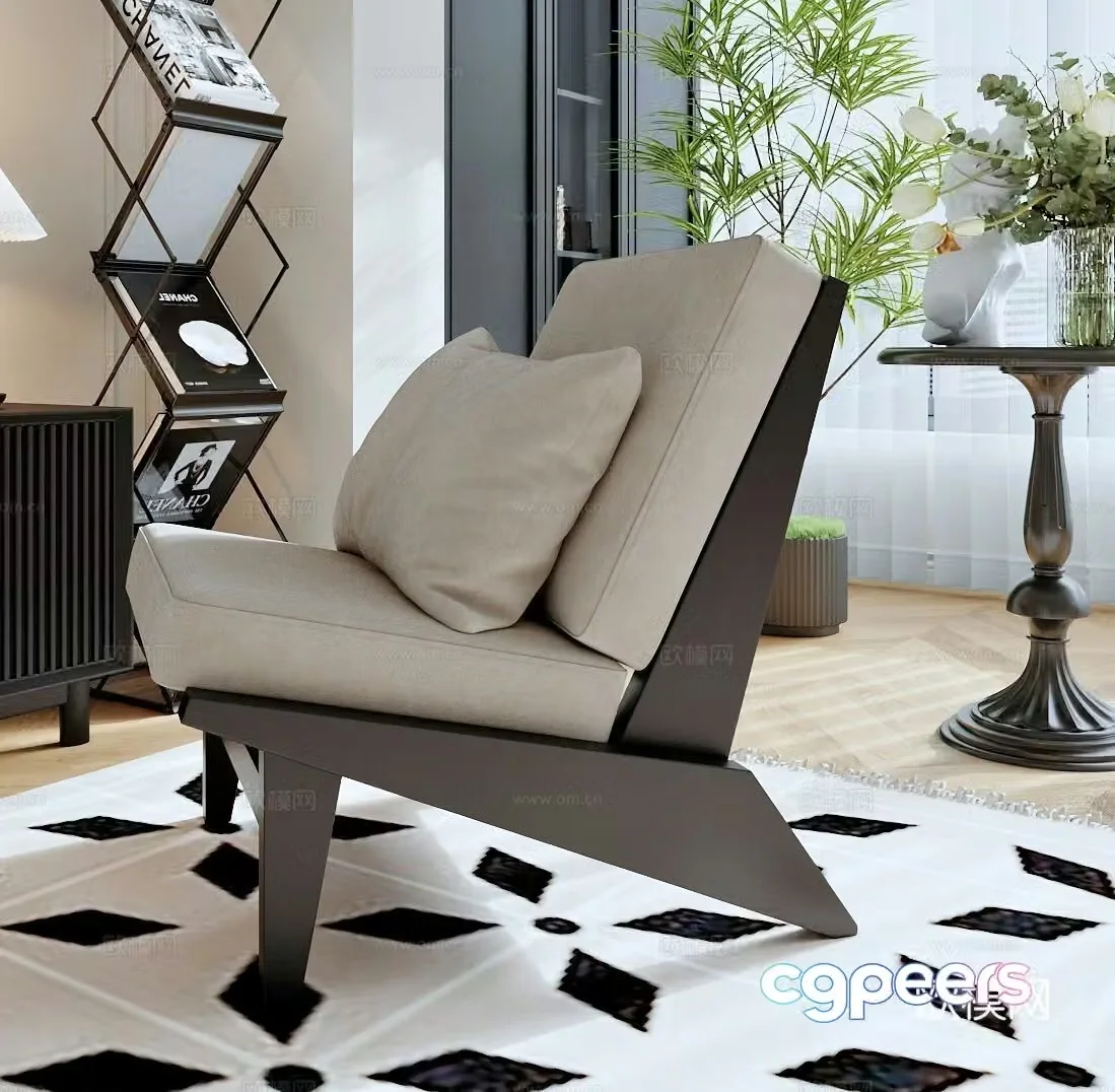 Medium style leisure chair 3d model