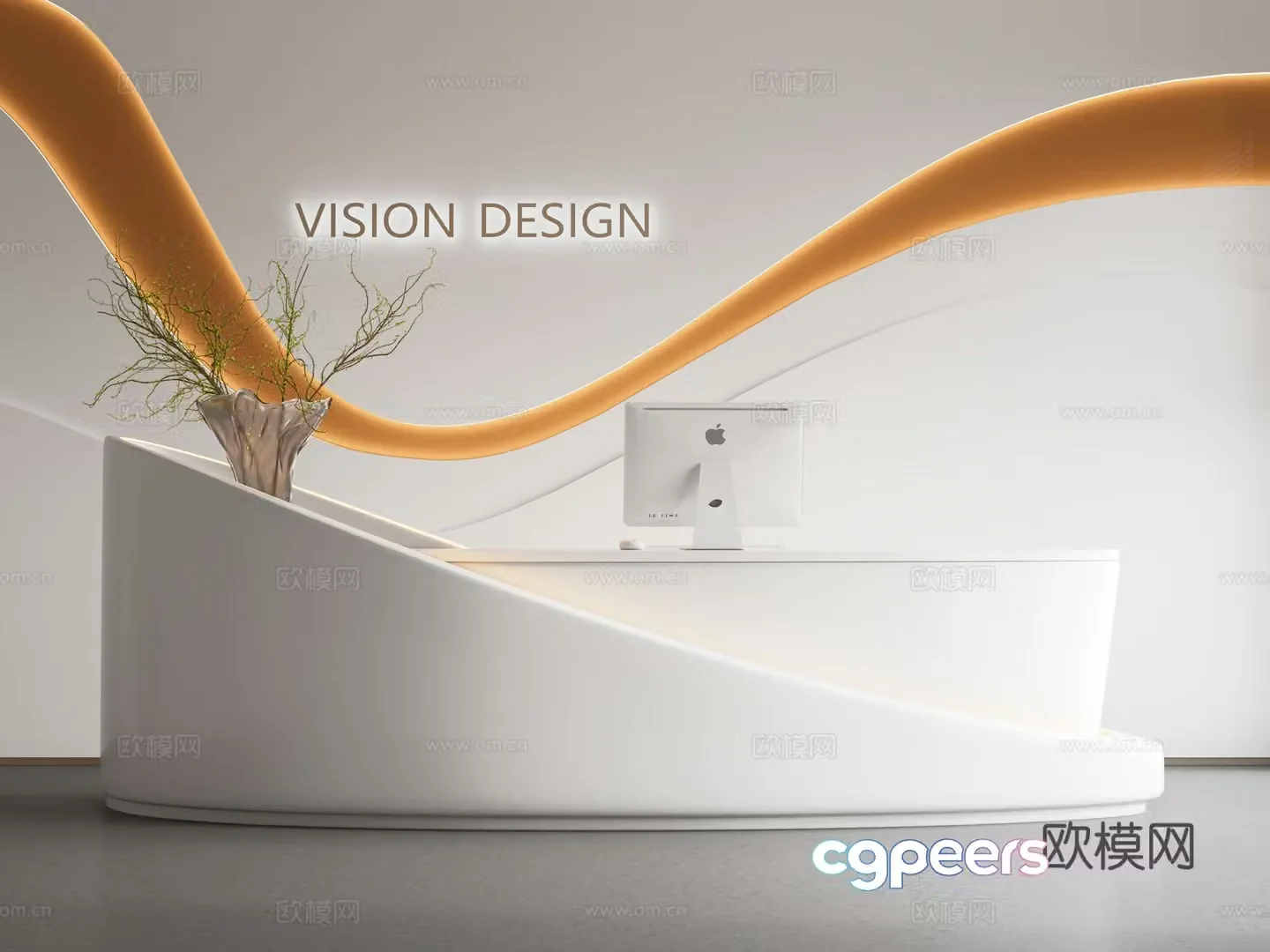 Modern Front Desk Reception Desk Company Front Desk Service Desk Computer Arc Front Desk Special 3D Model