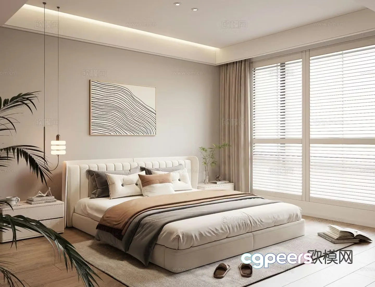 Modern simple bedroom master bedroom second bedroom double bed 3D model