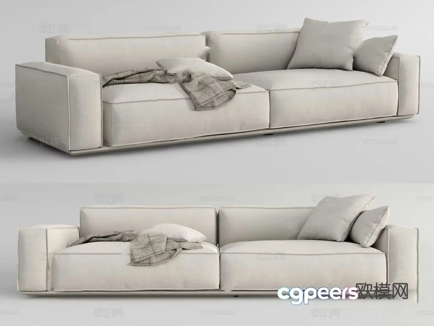 Modern white sofa loveseat 3d model