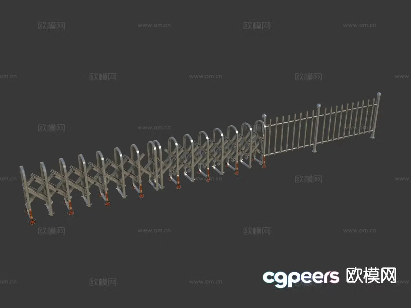automatic gate fence fence railing 3d model