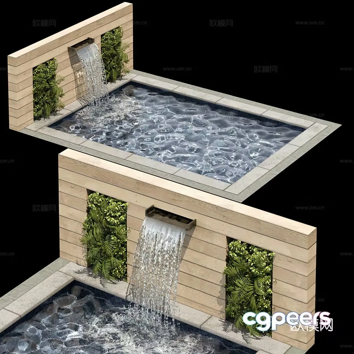 New Chinese style outdoor swimming pool 3d model