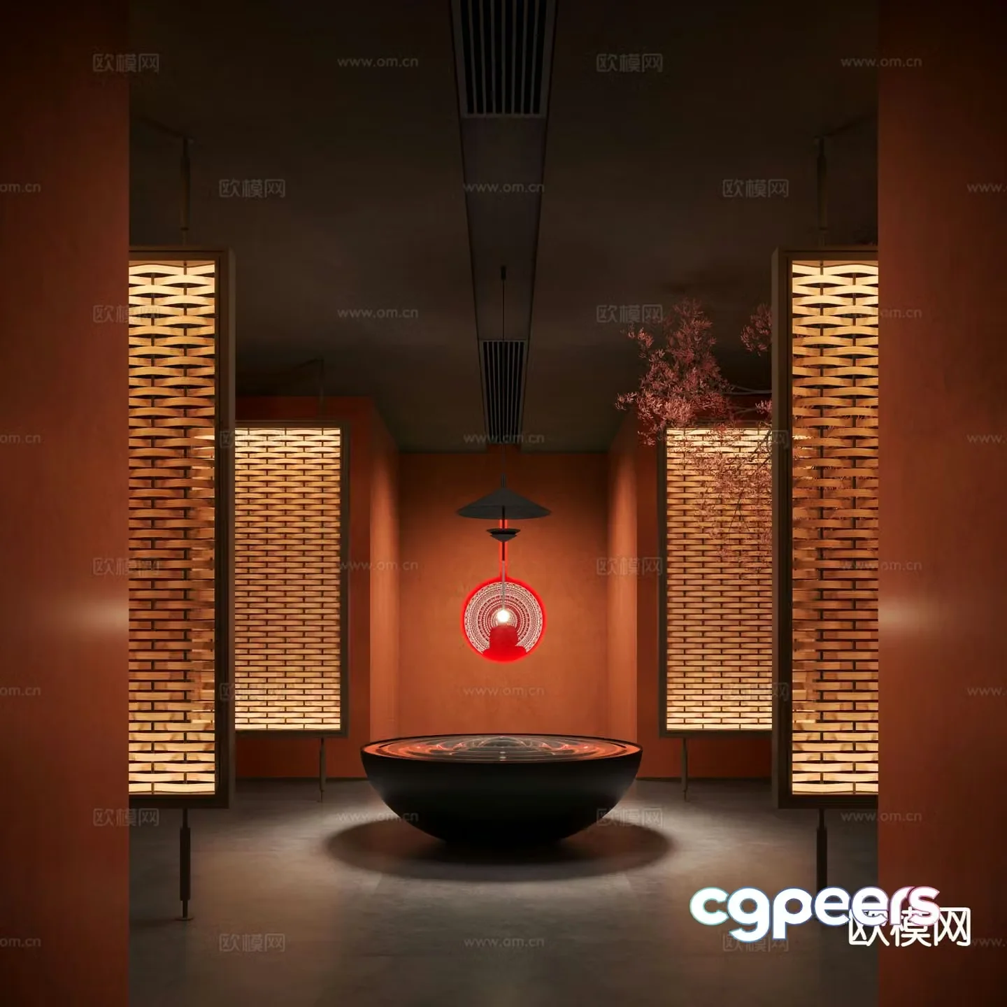New Chinese style interior landscape aisle landscape 3D model