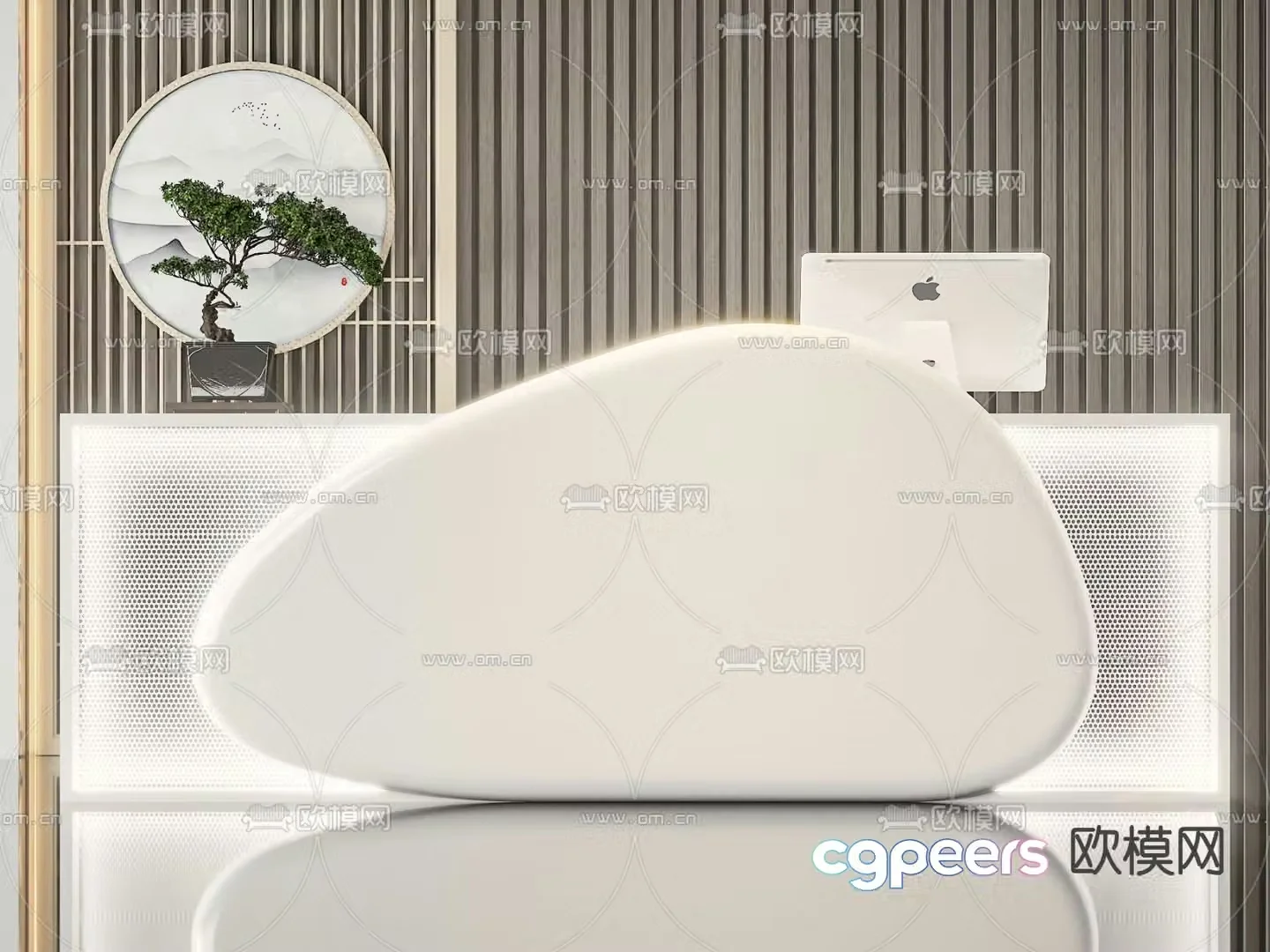 Front desk reception desk 3d model