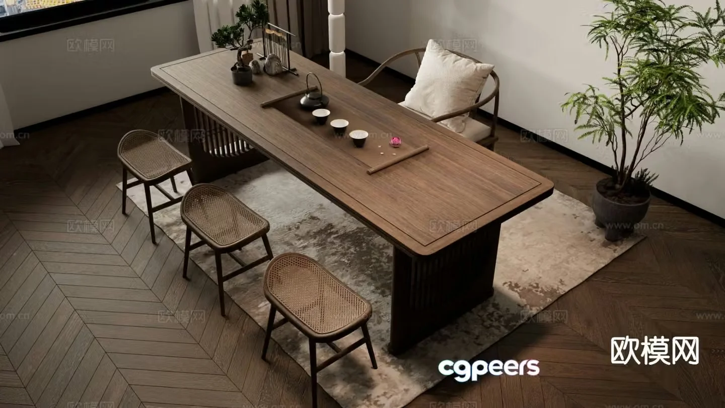 New Chinese style tea table tea table 3d model