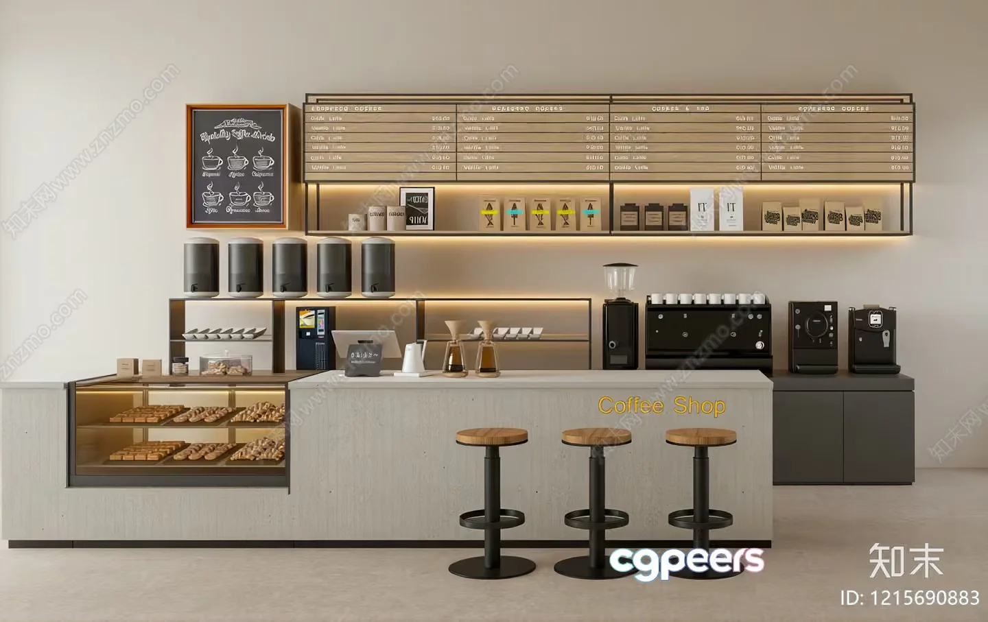 A Coffee Shop Interior 3D Model – 13427 – VRAY Render
