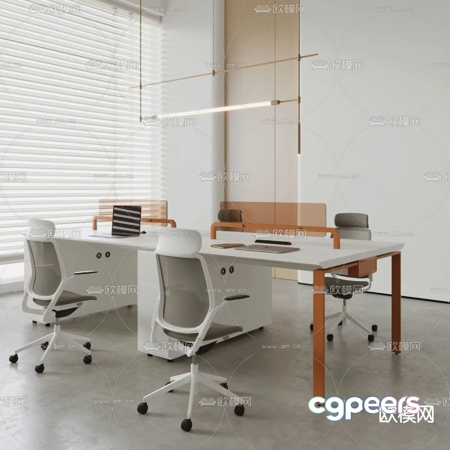 Card space desk work station post 3d model