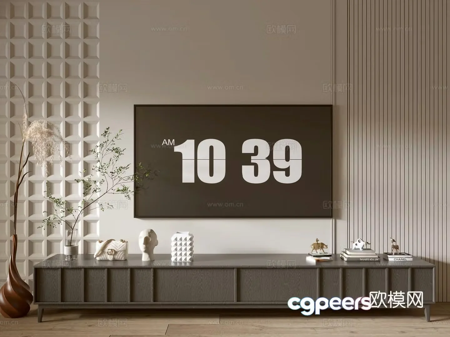 Modern black wood grain TV cabinet sideboard balcony cabinet storage cabinet entrance entrance entrance cabinet 3D model