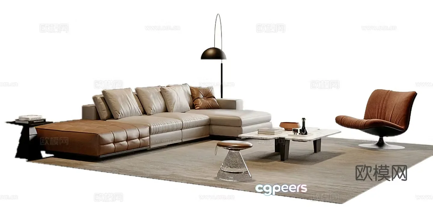 Italian style modular sofa corner sofa 3d model