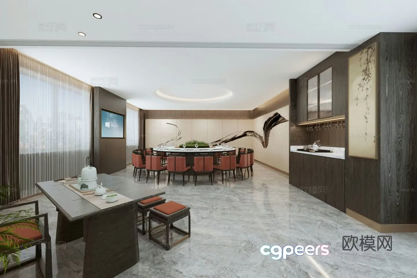 High -end restaurant private room 3D model