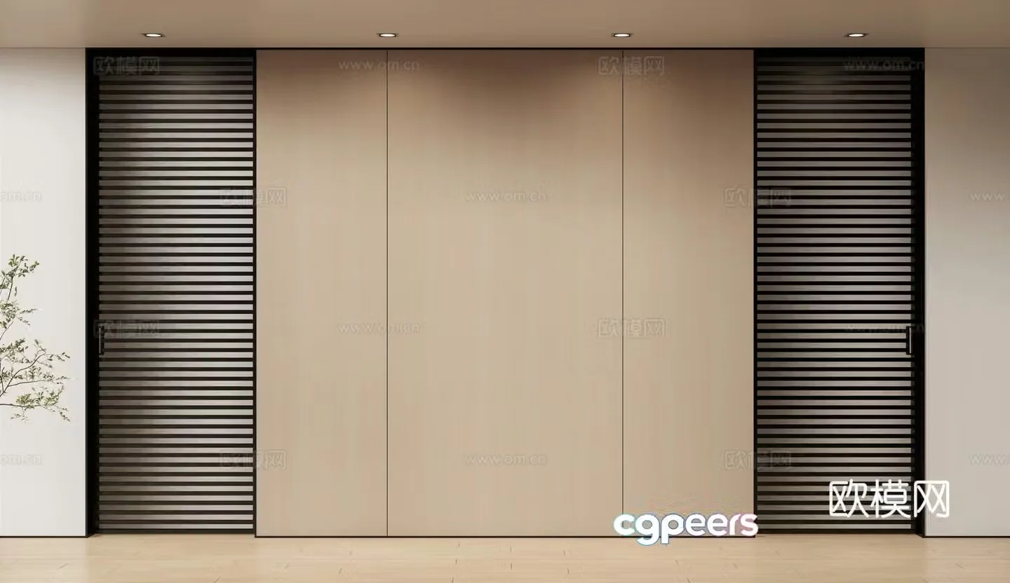 Modern sliding door pocket door partition wall 3d model