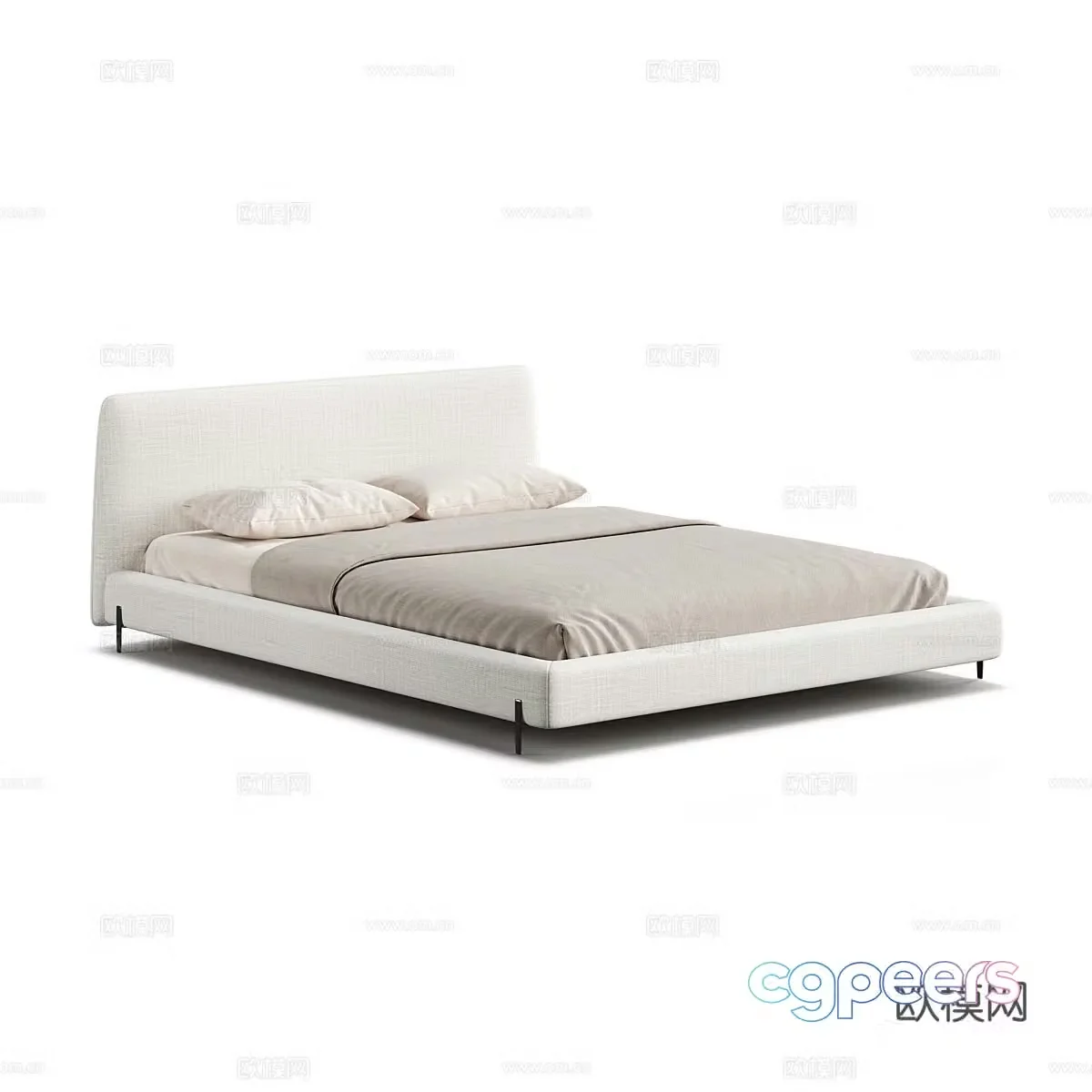 Modern simple double bed Double bed Simple bed Bed bedroom bed 3d model