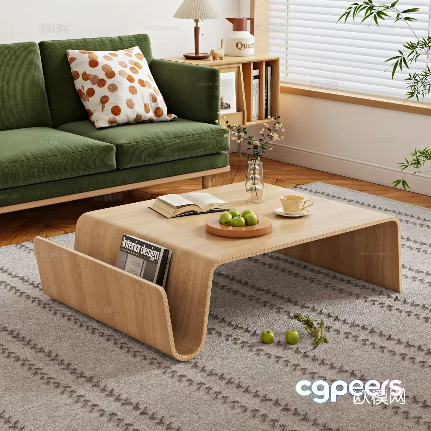 Nordic coffee table solid wood coffee table 3d model