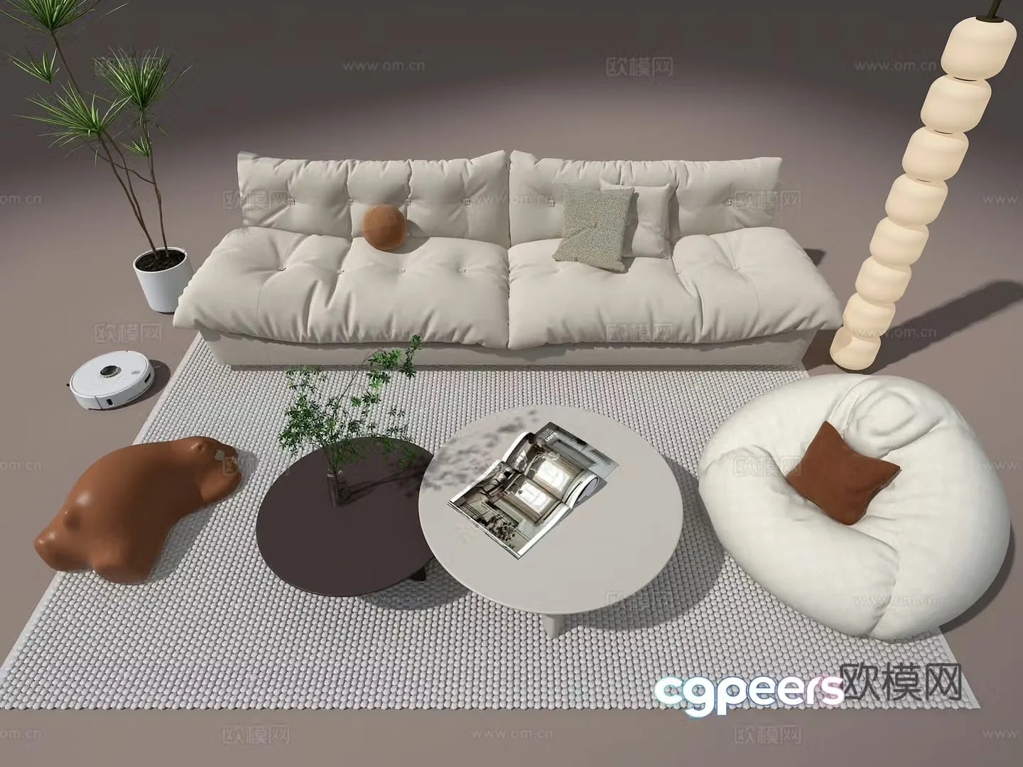 Sofa coffee table combination 3D model