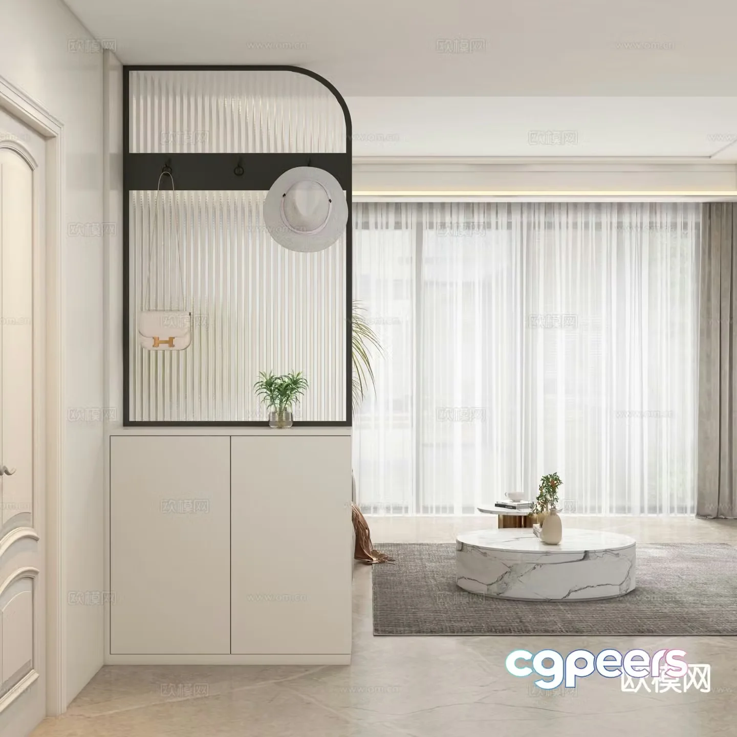 Modern entrance partition entrance cabinet 3D model