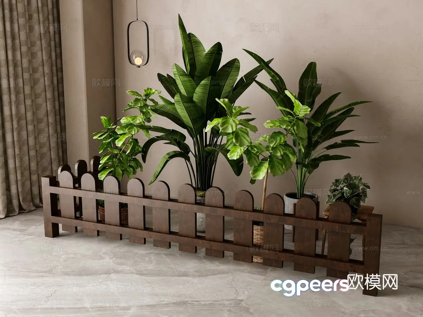Modern green plant potted 3D model