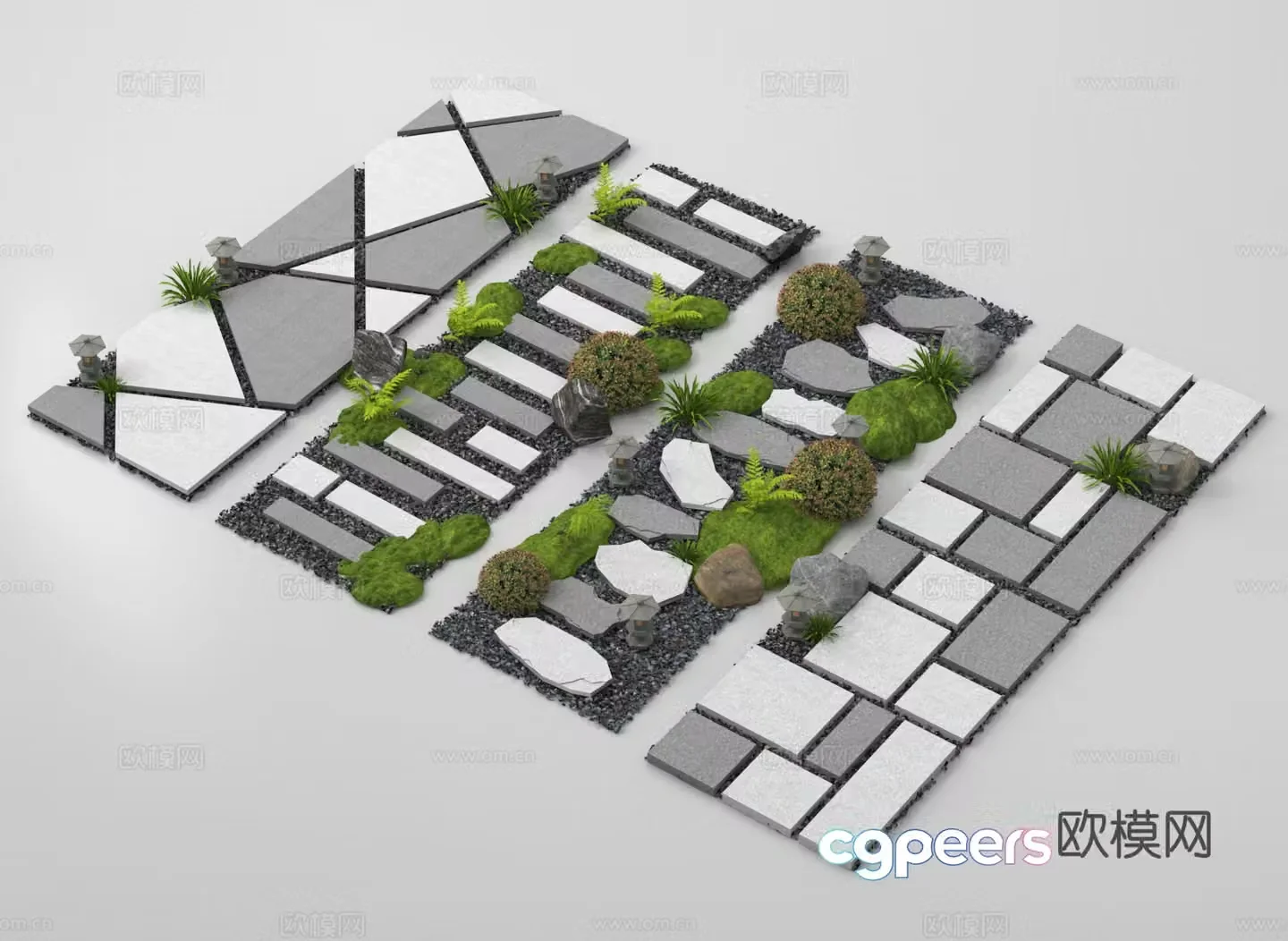 Landscape Garden Road Tingbu Park Tingbu Floor Paving 3D Model