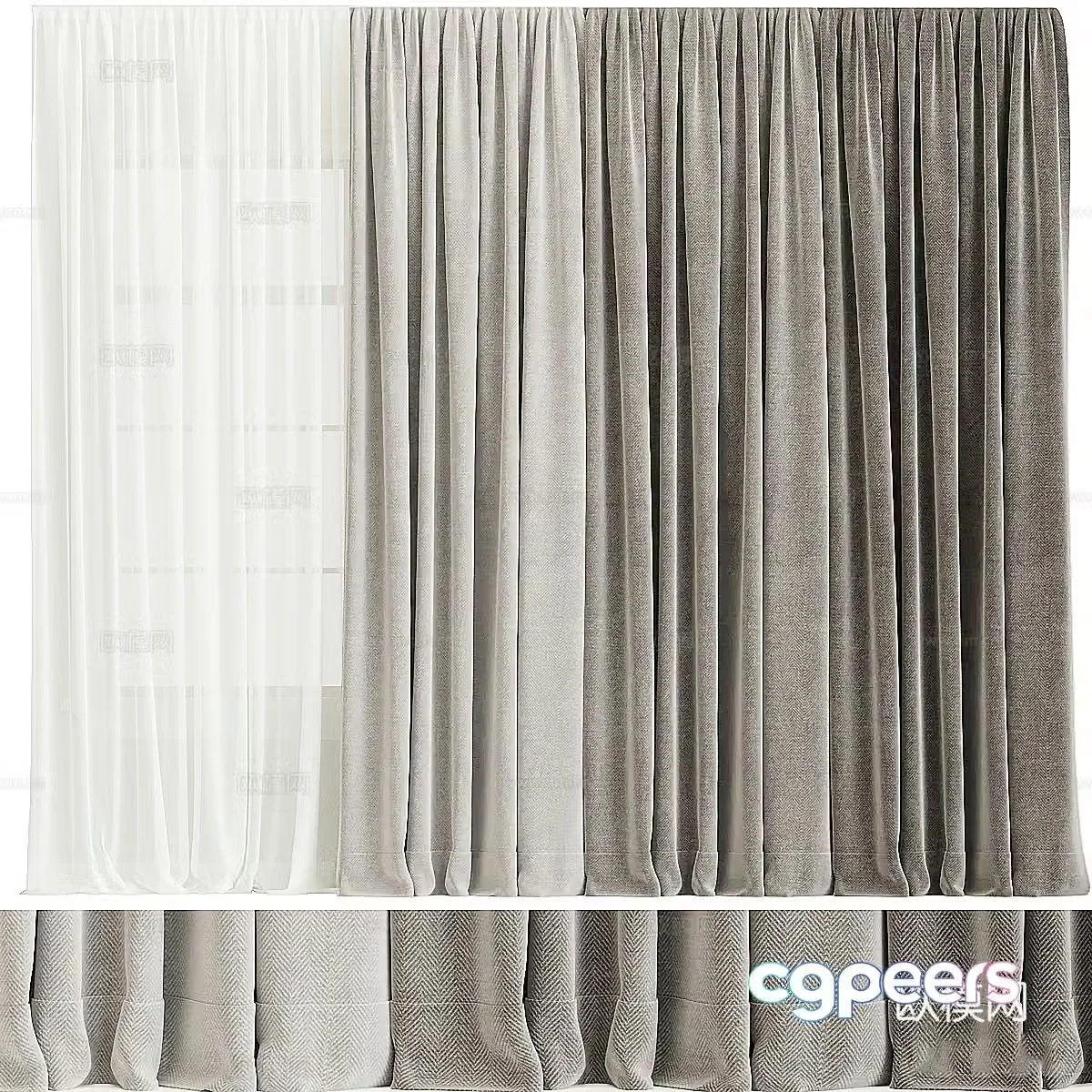 Modern fabric curtain gauze curtain 3d model