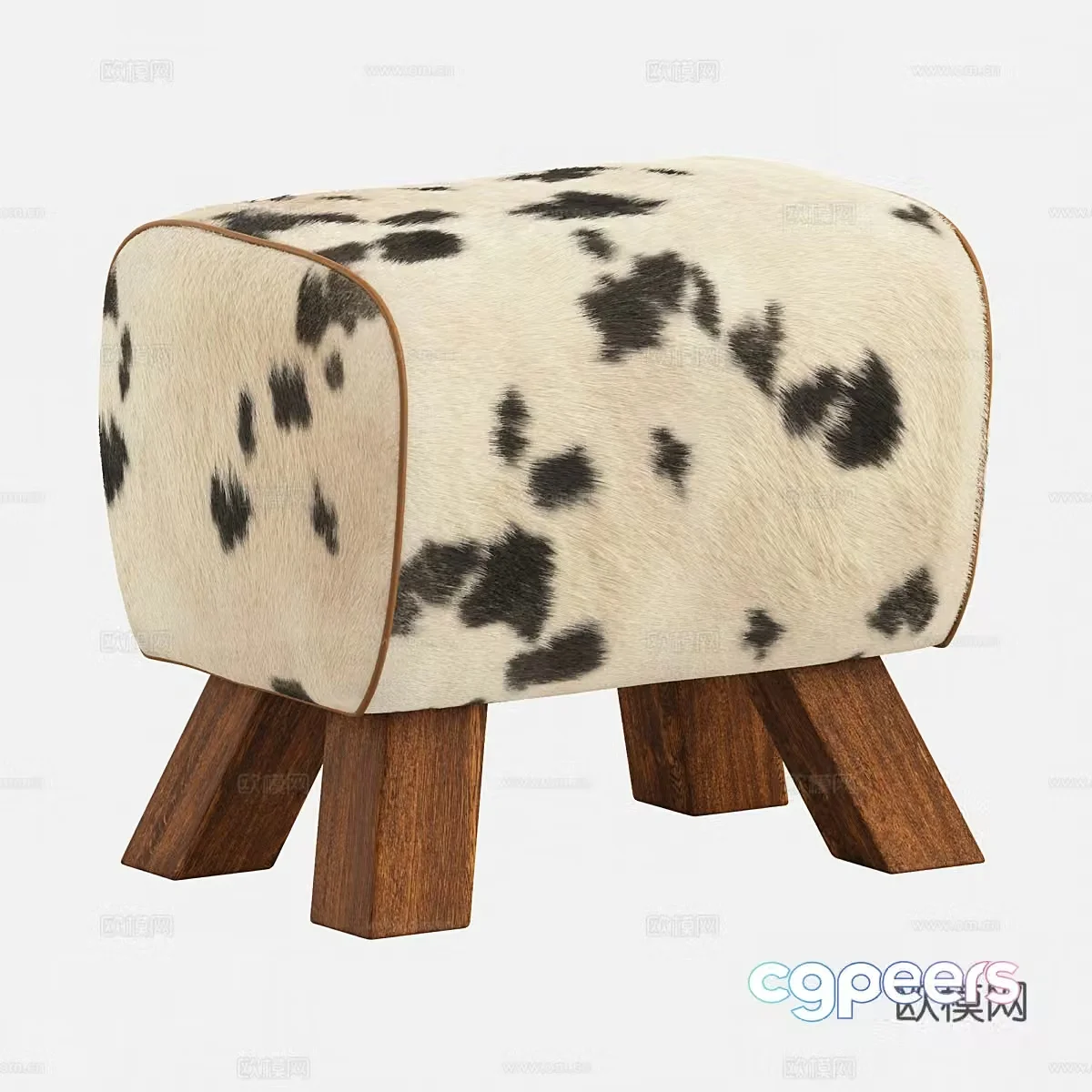 Fur stool low stool 3d model